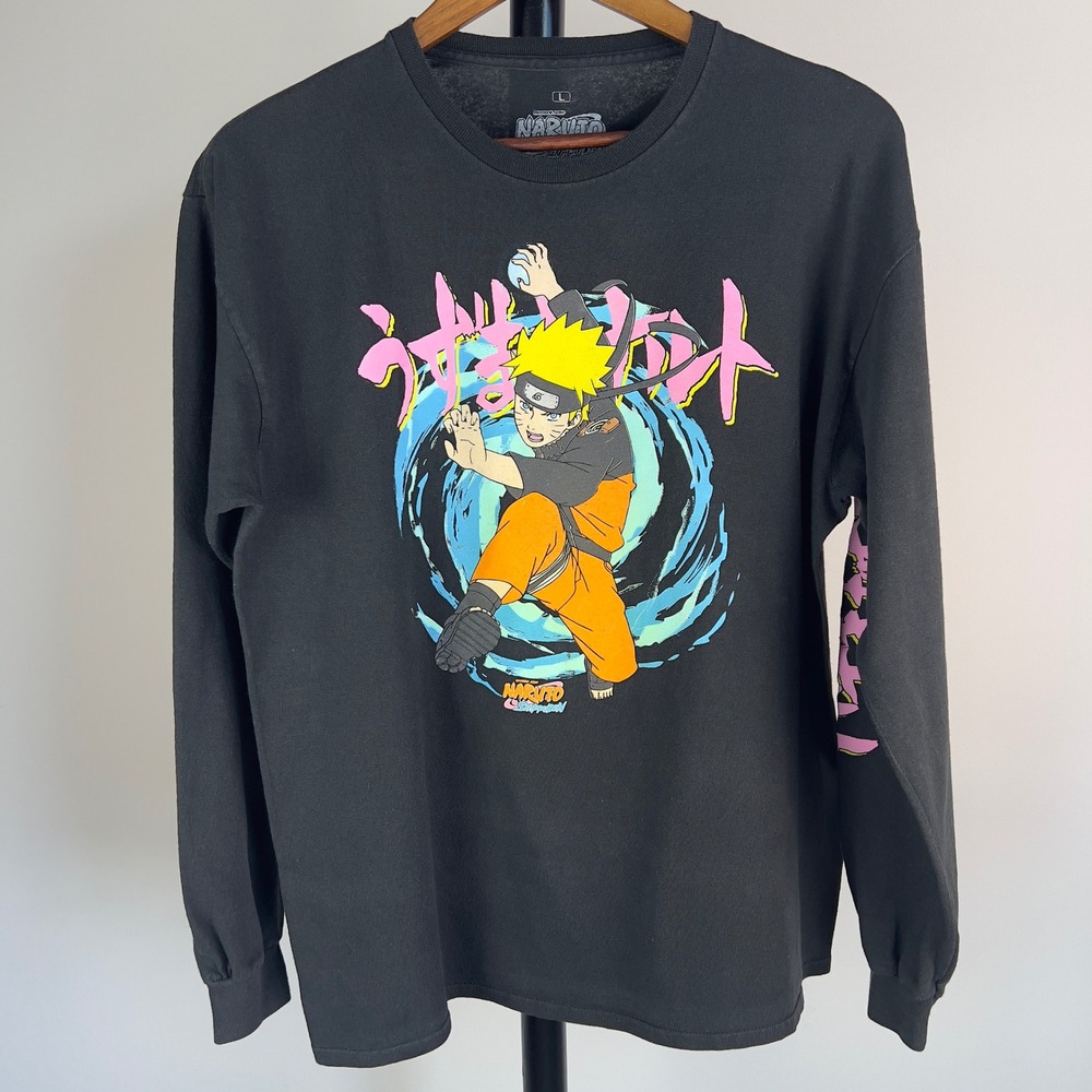 Ripple Junction Naruto Shippuden Uzumaki Rasengan Black Long Sleeve Shirt Mens L